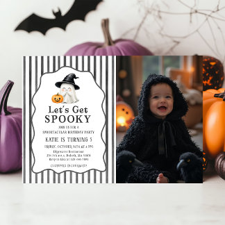 Lets Get Spooky Kids Halloween Birthday Photo Invitation