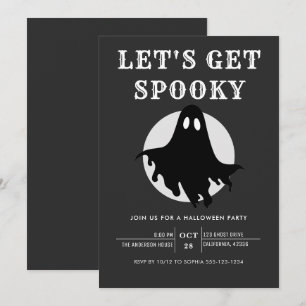 Let's Get Spooky Modern Chic Halloween Party Invit Invitation