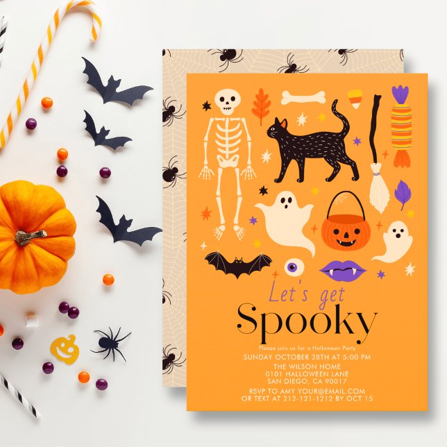 Let's Get Spooky Orange Halloween Party Invitation (Creator Uploaded)