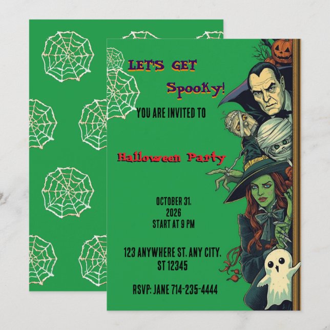 Let's Get Spooky Party Halloween  Invitation (Front/Back)