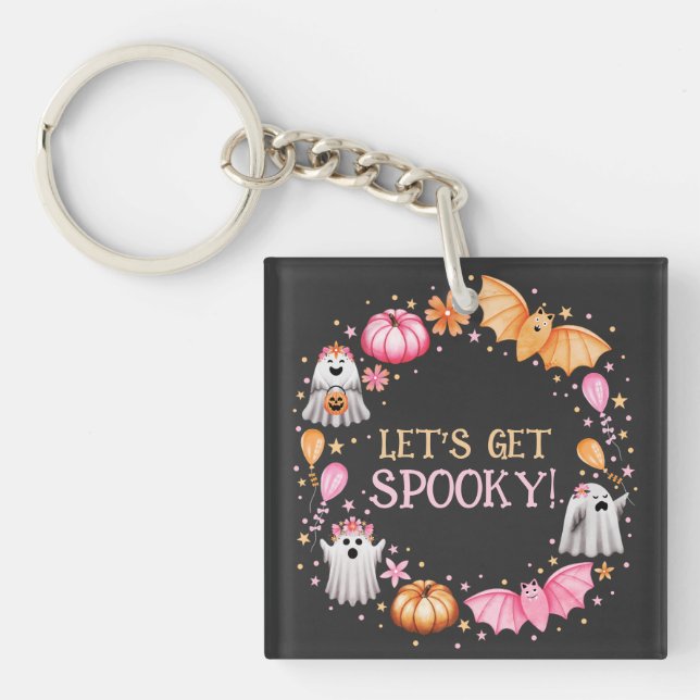 Let's Get Spooky Pastel Halloween Key Ring (Front)