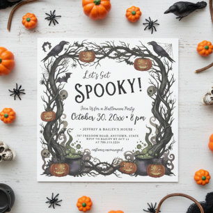 Let's Get Spooky Pumpkins & Vines Halloween Party Invitation