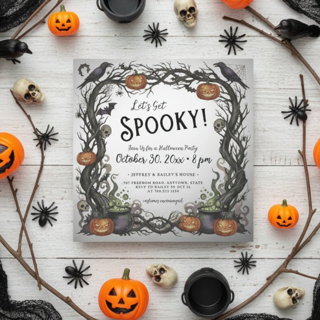 Let's Get Spooky Pumpkins & Vines Halloween Party Invitation (Creator Uploaded)