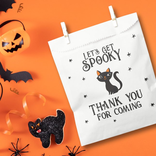 Let's Get Spooky Retro Cat Gothic Typography Favour Bags (Creator Uploaded)