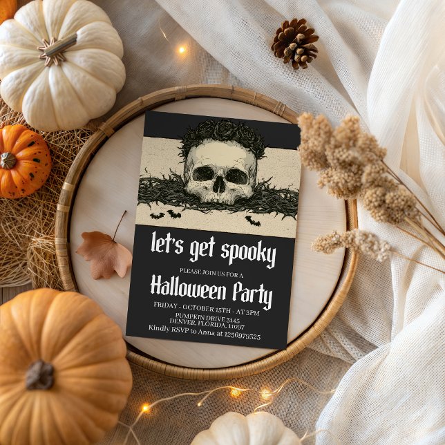Lets Get Spooky Skull Wreath Halloween Invite (Creator Uploaded)