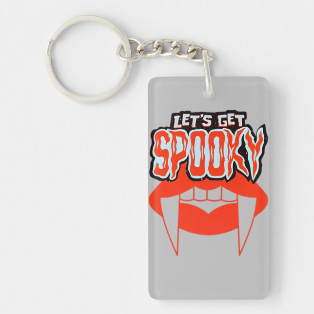 Let's Get Spooky Vampire Fangs Halloween Design  Key Ring (Front)