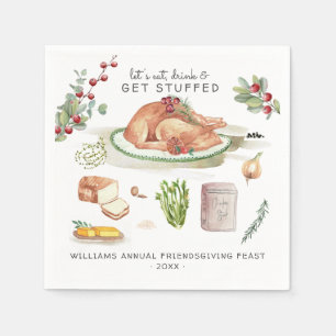Let's Get Stuffed Thanksgiving Friendsgiving Napkin
