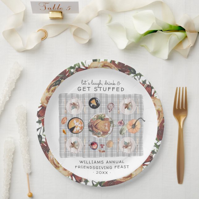 Let's get Stuffed | Thanksgiving Friendsgiving Paper Plate (Wedding)