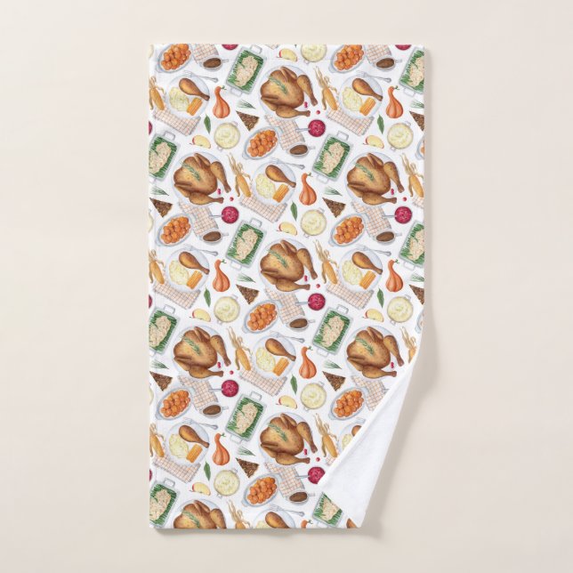 Let's Get Stuffed Thanksgiving  Hand Towel (Hand Towel)