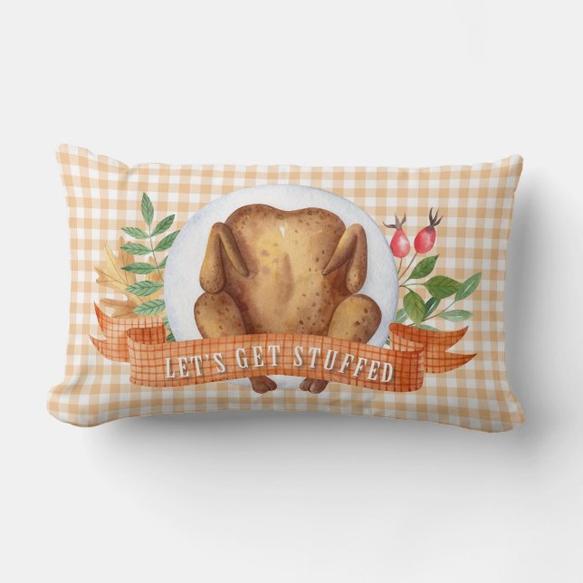 Let's Get Stuffed | Thanksgiving Lumbar Cushion (Front)