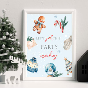 Let's Get This Party Cracking Winter FirstBirthday Poster