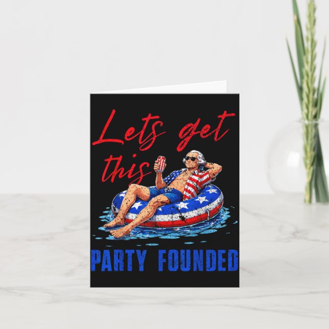 Lets Get This Party Founded Pool Float Usa 4th Of Card (Front)