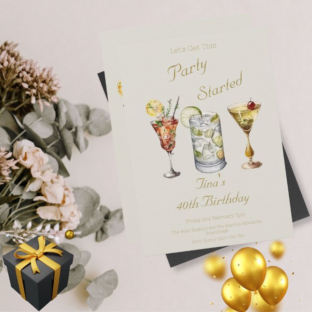 Let's Get this Party Started Adult 40th Birthday Invitation (Let's Get This Party Started)