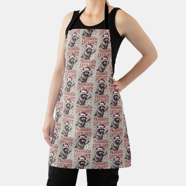 Let's Get Trashed Christmas Racoon Season Feral  Apron (Insitu)