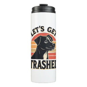 Lets Get Trashed Vintage Dog Graphic Retro Sunset Thermal Tumbler