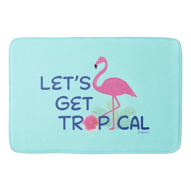 Let's get Tropical Pink Flamingo Summer Fun Bath Mat (Front)
