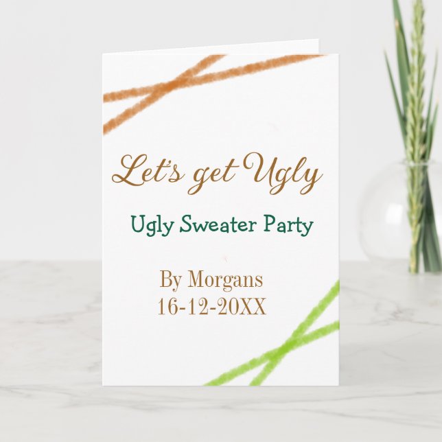 Let's get ugly Christmas ugly sweater Partyorange  Card (Front)