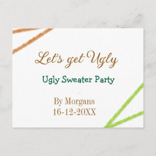 Let's get ugly Christmas ugly sweater Partyorange  Holiday Postcard