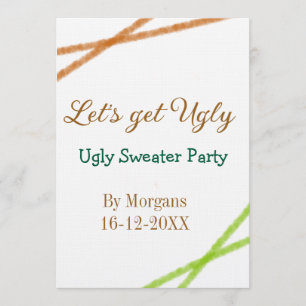 Let's get ugly Christmas ugly sweater Partyorange  Invitation