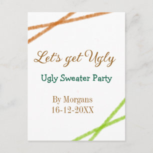 Let's get ugly Christmas ugly sweater Partyorange  Postcard