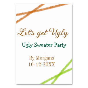Let's get ugly Christmas ugly sweater Partyorange Table Number