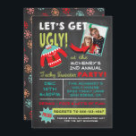 Let's Get Ugly Sweater Christmas Party chalkboard Invitation<br><div class="desc">Get UGLY with this awesome Ugly Christmas Sweater Party with room for your photo or the winner of last years party. Great fonts, tacky reindeer sweater on a chalkboard background. Hand drawn illustration by McBooboo. Just change the photo with your funny photo. You might want to crop it in a...</div>