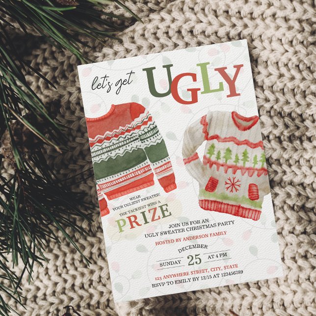 Let's get Ugly Sweater Christmas Party Invitation (Let's get ugly - ugly sweater Christmas party)