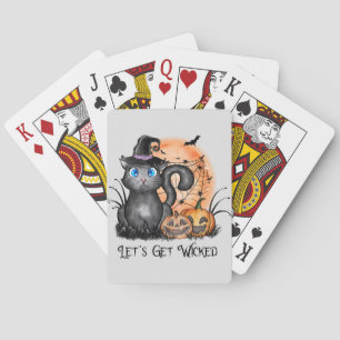 Let's Get Wicked   Black Witch Cat Playing Cards