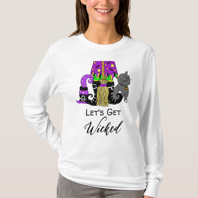 Let's Get Wicked | Witch's Broom  T-Shirt (Front)