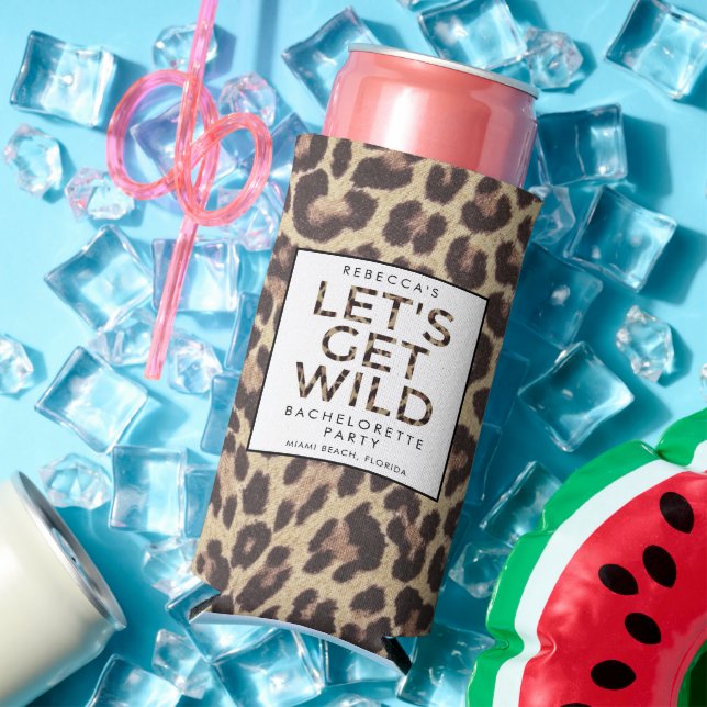 Let's Get Wild Cheetah Bachelorette Party Seltzer Can Cooler (In Situ Summer)