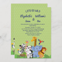 Lets Get Wild double Joint Birthday Invitation