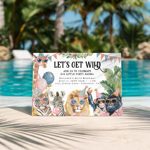 Let's Get Wild Jungle Animals Birthday Invitation