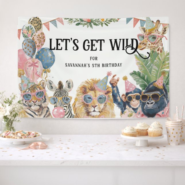 Let's Get Wild Jungle Birthday Party Banner (Creator Uploaded)