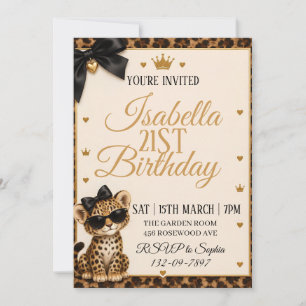 Let's Get Wild Leopard Cheetah Print Birthday Invitation