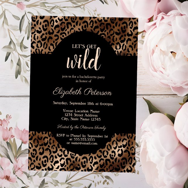 Let's Get Wild Leopard Print Brown Bachelorette  Invitation (Creator Uploaded)