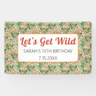 Let's Get Wild Macaw Jungle Tropical Birthday Banner