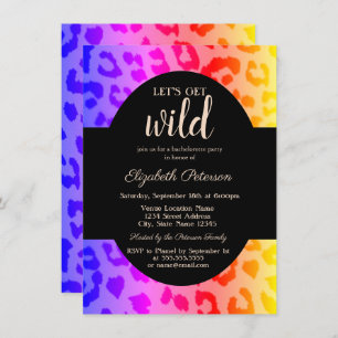 Let's Get Wild Ombre Leopard Print  Bachelorette   Invitation
