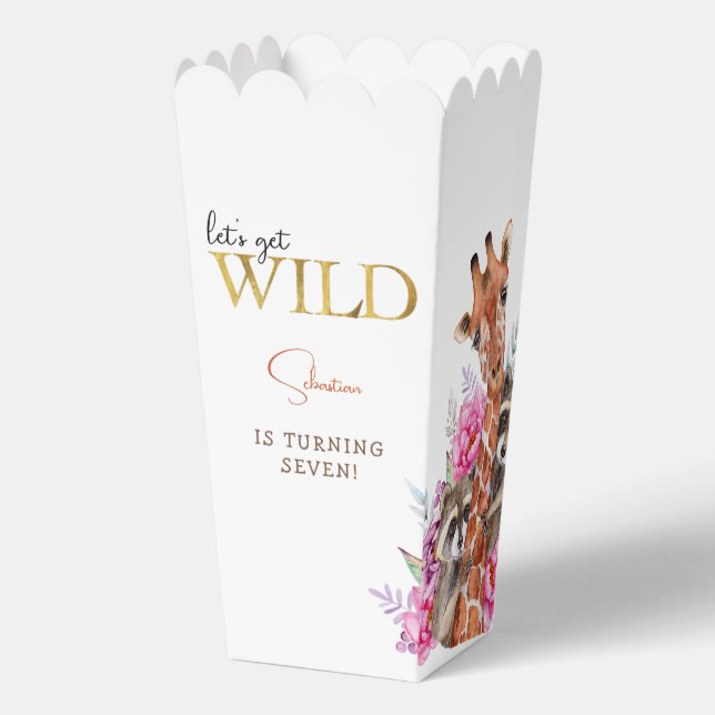 Let's get wild safari animals kids birthday party favour box (Front)