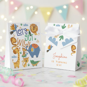 Let's get wild safari animals kids birthday party favour box