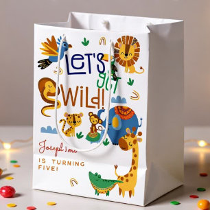 Let's get wild safari animals kids birthday party medium gift bag