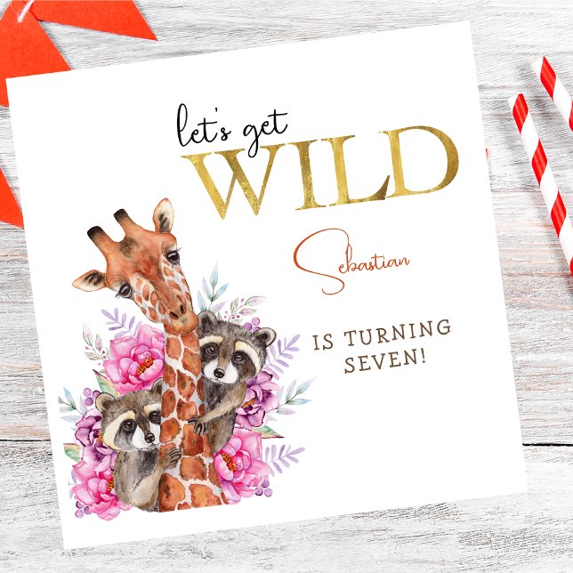 Let's get wild safari animals kids birthday party napkin (Creator Uploaded)