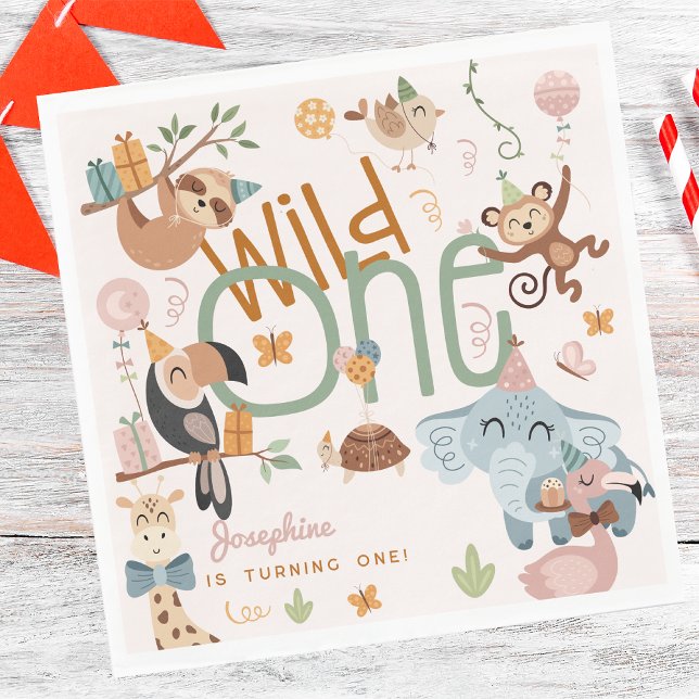 Let's get wild safari animals kids birthday party napkin (Creator Uploaded)