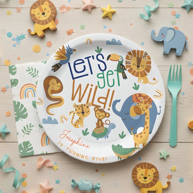 Let's get wild safari animals kids birthday party paper plate (Creator Uploaded)