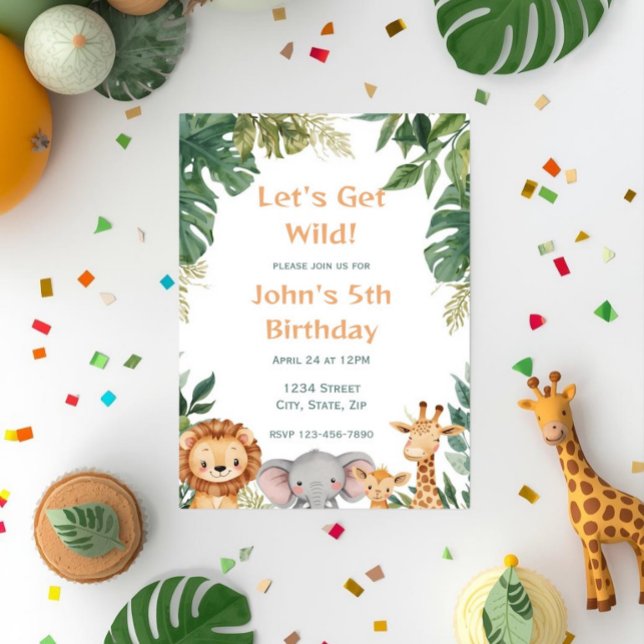 Lets Get Wild Safari Jungle Animals Birthday Invitation (Creator Uploaded)