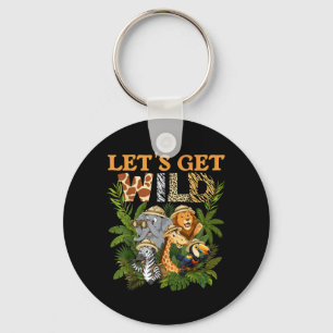 Lets Get Wild Zoo Animal Wildlife Safari Birthday Key Ring