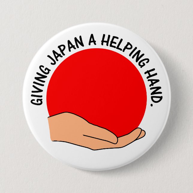 Let's Give Japan a Helping Hand 7.5 Cm Round Badge (Front)