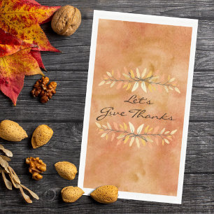 Let's Give Thanks Thanksgiving Autumn Leaf Borders Napkin