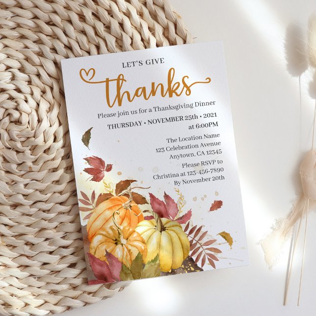 Let's give Thanks, Thanksgiving Dinner Invitation (Creator Uploaded)