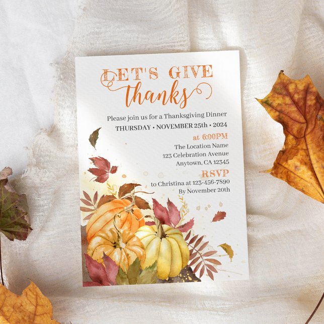 Let's give Thanks, Thanksgiving Dinner Invitation (Creator Uploaded)