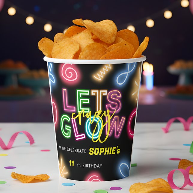 Let's glow crazy neon birthday laser party paper cups (Creator Uploaded)